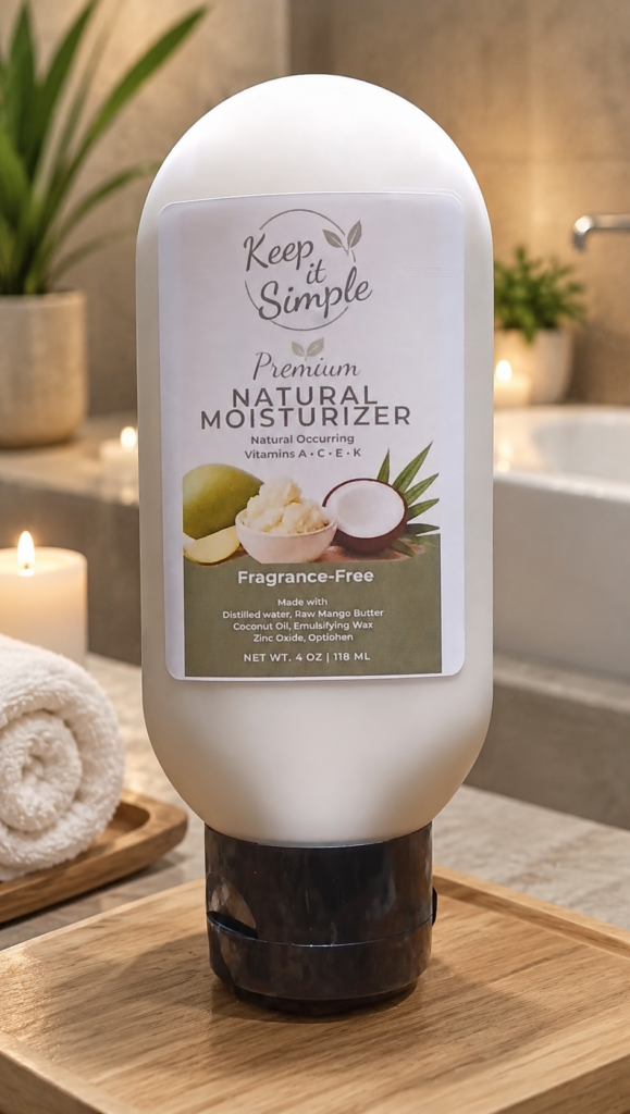 Keep It Simple natural moisturizer bottle for sensitive skin