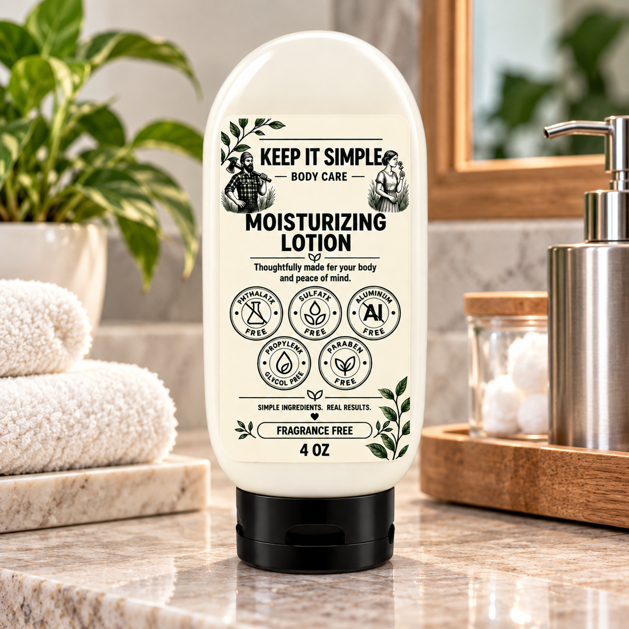 Fragrance Free Body Lotion 4 oz with raw mango butter and coconut oil