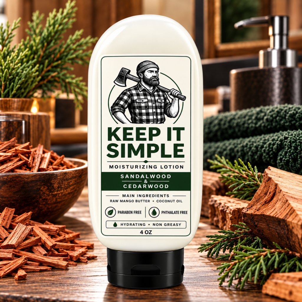 Sandalwood Cedarwood Body Lotion 4 oz with raw mango butter and coconut oil