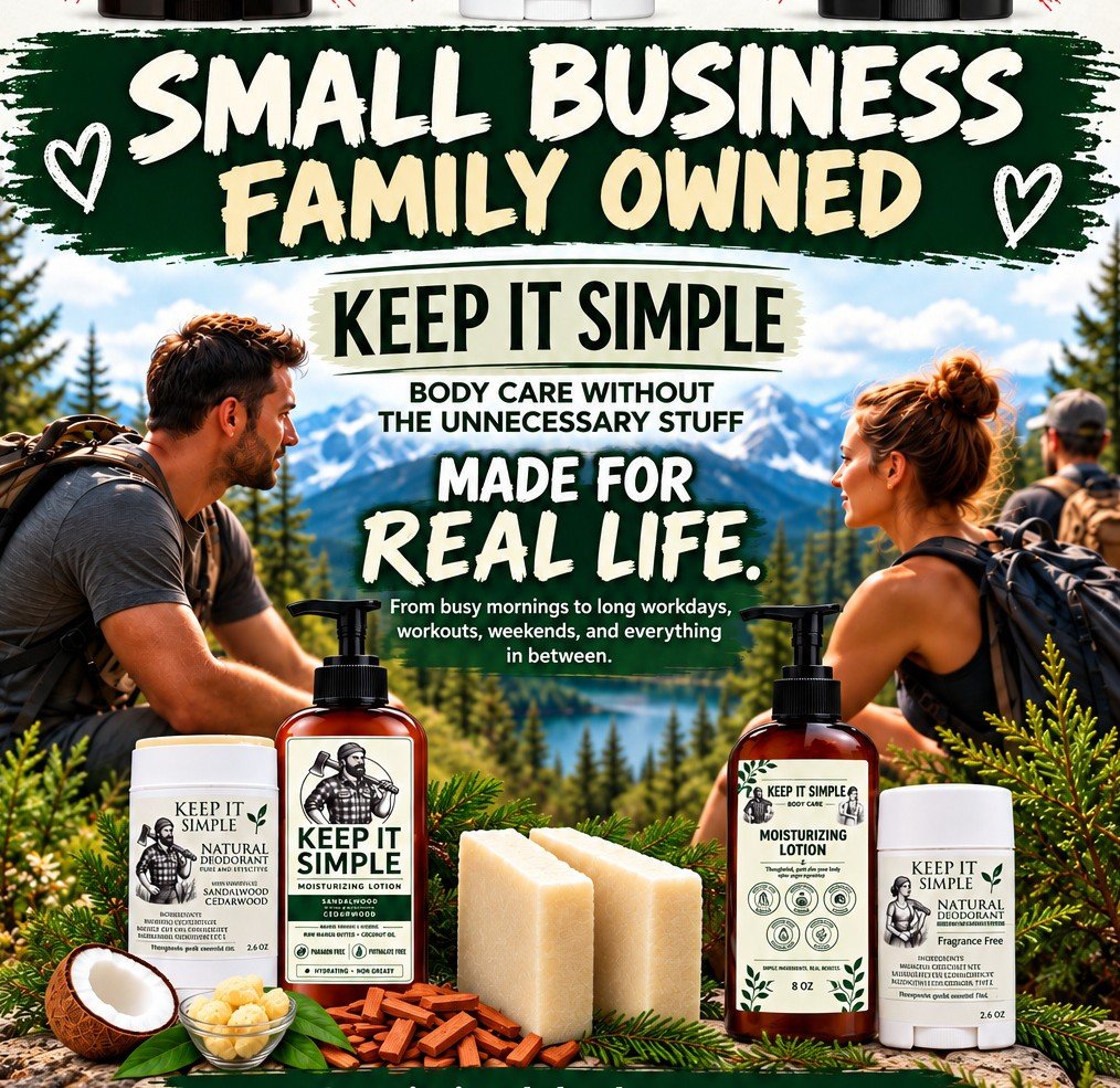 Keep It Simple Body Care natural body care products featuring deodorant, lotion and soap, available for wholesale and bulk deodorant orders